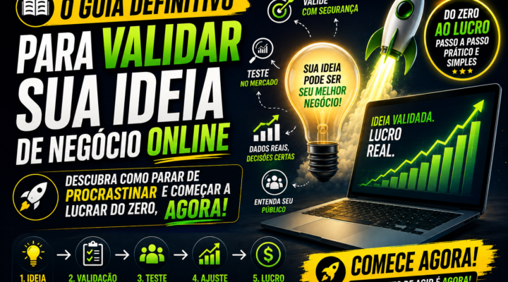 O Guia Definitivo para Validar sua Ideia de Negócio Online — Descubra como parar de procrastinar e começar a lucrar do zero, AGORA!